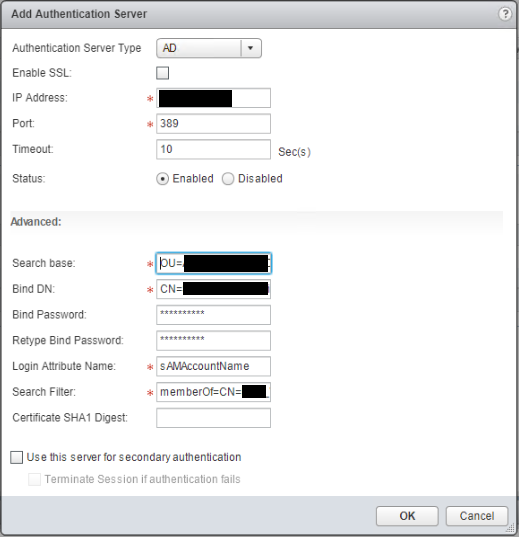 NSX SSL VPN Add Authentication Server